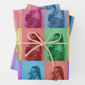 Kleurrijke Retro Pop Art Modern Custom Photo Grid Inpakpapier Vel (In situ)