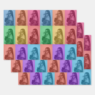 Kleurrijke Retro Pop Art Modern Custom Photo Grid Inpakpapier Vel