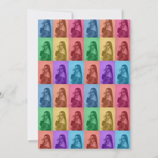 Kleurrijke Retro Pop Art Modern Custom Photo Grid Kaart (Achterkant)