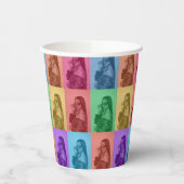 Kleurrijke Retro Pop Art Modern Custom Photo Grid Papieren Bekers (Links)