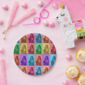 Kleurrijke Retro Pop Art Modern Custom Photo Grid Papieren Bordje (Feest)