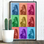 Kleurrijke Retro Pop Art Modern Custom Photo Grid Poster<br><div class="desc">Een kleurrijk retro en toch modern pop art design met een custom fotorooster. Pas eenvoudig uw eigen foto aan creëer uw eigen unieke kunst aan. Een ideaal ontwerp voor huisdecor,  gepersonaliseerde giften en unieke gunsten.</div>