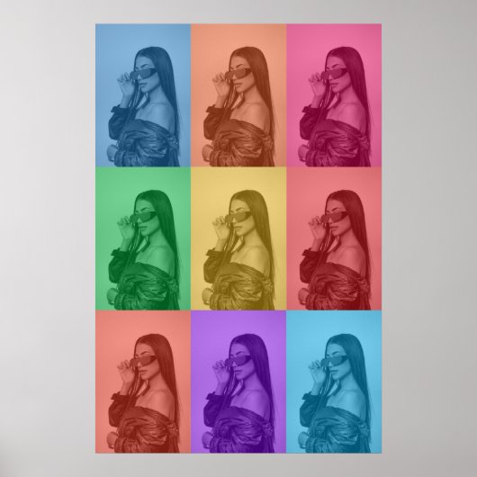 Kleurrijke Retro Pop Art Modern Custom Photo Grid Poster (Voorkant)