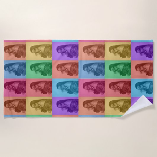 Kleurrijke Retro Pop Art Modern Custom Photo Grid Strandlaken (Voorkant)