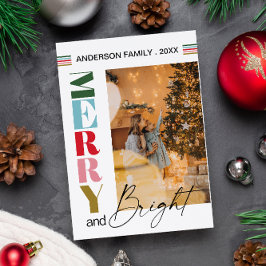 Kleurrijke Retro Prettig & Helder Kerst Foto  Feestdagenkaart