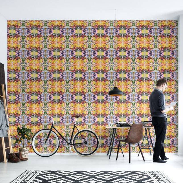 Kleurrijke retro psychedelische caleidoscoop Abstr Behang (Woonkamer)