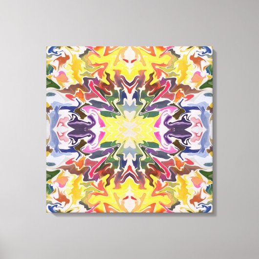 Kleurrijke retro psychedelische caleidoscoop Abstr Canvas Afdruk (Voorkant)