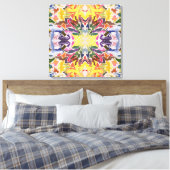 Kleurrijke retro psychedelische caleidoscoop Abstr Canvas Afdruk (Insitu (Slaapkamer))