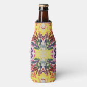 Kleurrijke retro psychedelische caleidoscoop Abstr Flesjeskoeler (Fles Voorkant)