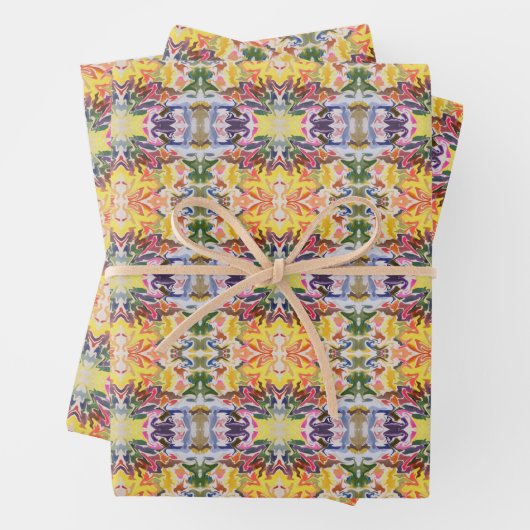 Kleurrijke retro psychedelische caleidoscoop Abstr Inpakpapier Vel (In situ)