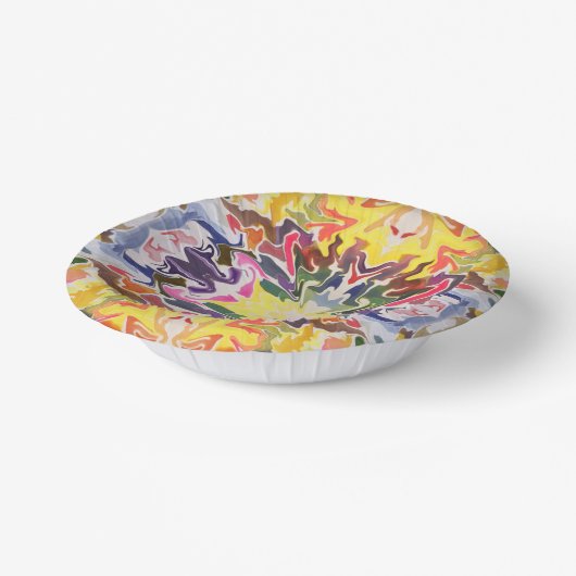 Kleurrijke retro psychedelische caleidoscoop Abstr Papieren Kommen (Gebogen)