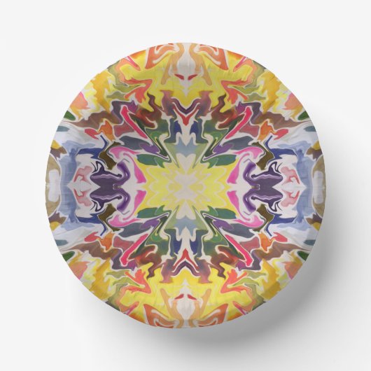Kleurrijke retro psychedelische caleidoscoop Abstr Papieren Kommen (Voorkant)