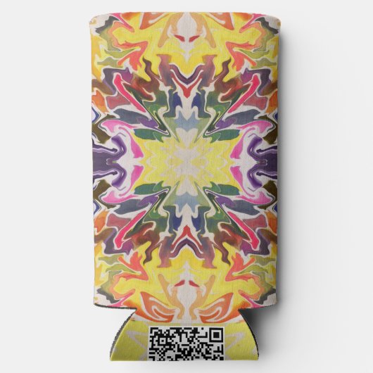 Kleurrijke retro psychedelische caleidoscoop Abstr Seltzer Blikjeskoeler (Achterkant)