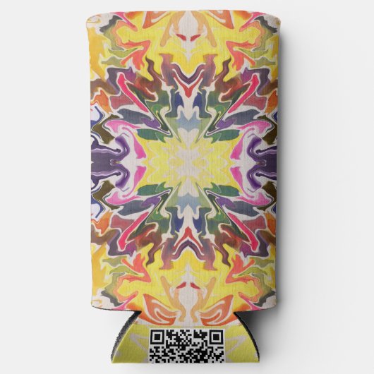 Kleurrijke retro psychedelische caleidoscoop Abstr Seltzer Blikjeskoeler (Voorkant)