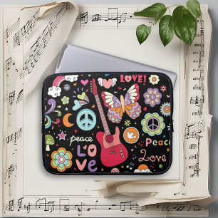 Kleurrijke retro psychedelische vrede liefde laptop sleeve