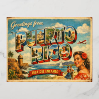 Kleurrijke Retro Puerto Rico Isla Del Folie Feestdagen Briefkaart