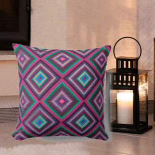 Kleurrijke  Retro Quiltpatroon Boho Chic Kussen