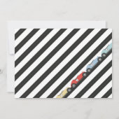Kleurrijke Retro Race Auto Verjaardagsuitnodiging Kaart (Achterkant)