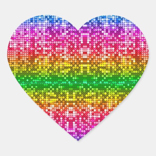 Kleurrijke Retro Rainbow Disco Ball Mosaic Hart Sticker (Voorkant)