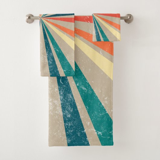 Kleurrijke Retro Rainbow Sunburst Bad Handdoek (Insitu)