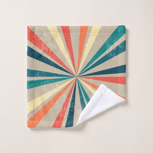 Kleurrijke Retro Rainbow Sunburst Bad Handdoek (Wasdoekje)