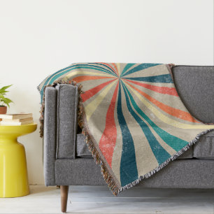 Kleurrijke Retro Rainbow Sunburst Deken