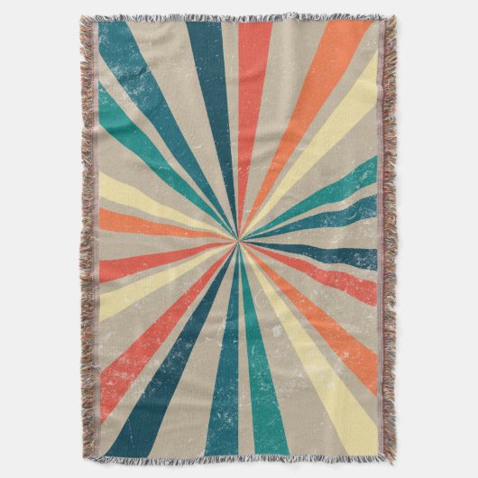 Kleurrijke Retro Rainbow Sunburst Deken (Voorkant Verticaal)