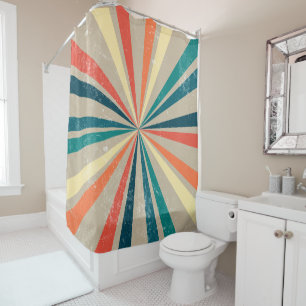 Kleurrijke Retro Rainbow Sunburst Douchegordijn