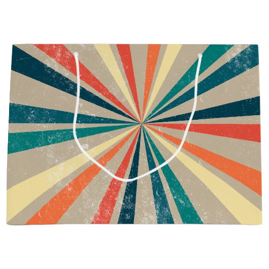 Kleurrijke Retro Rainbow Sunburst Groot Cadeauzakje (Voorkant)