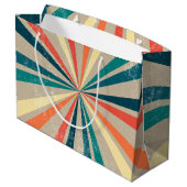 Kleurrijke Retro Rainbow Sunburst Groot Cadeauzakje (Achterkant Gekanteld)