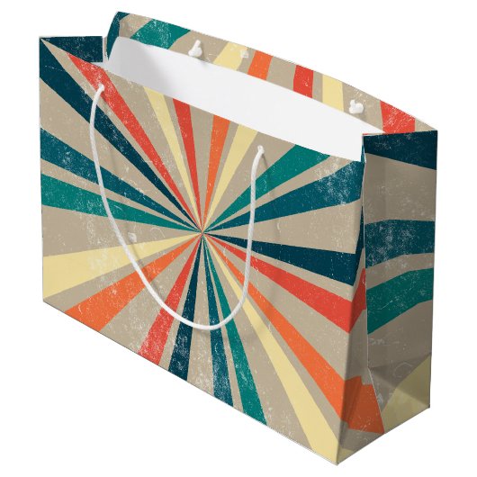 Kleurrijke Retro Rainbow Sunburst Groot Cadeauzakje (Achterkant Gekanteld)