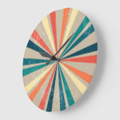 Kleurrijke Retro Rainbow Sunburst Grote Klok (Hoek)
