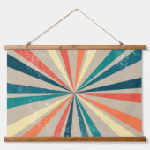 Kleurrijke Retro Rainbow Sunburst Hangend Wandkleed (Voorkant)