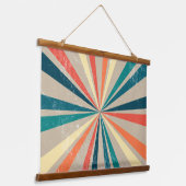 Kleurrijke Retro Rainbow Sunburst Hangend Wandkleed (Gebogen)