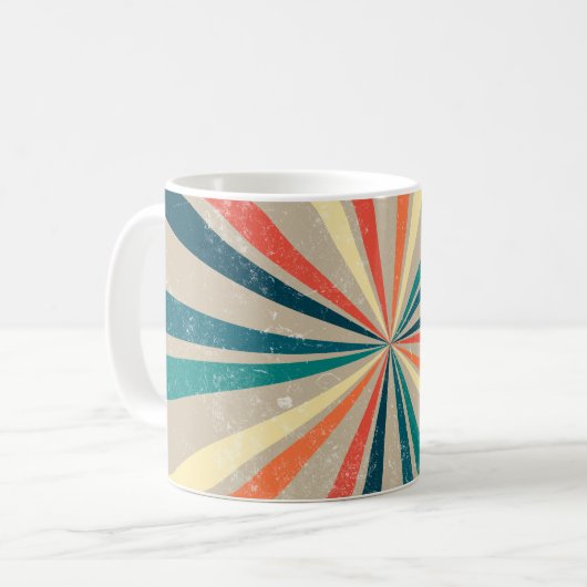 Kleurrijke Retro Rainbow Sunburst Koffiemok (Voorkant links)