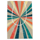 Kleurrijke Retro Rainbow Sunburst Medium Cadeauzakje (Voorkant)