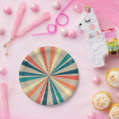 Kleurrijke Retro Rainbow Sunburst Papieren Bordje (Feest)
