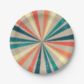Kleurrijke Retro Rainbow Sunburst Papieren Bordje (Voorkant)