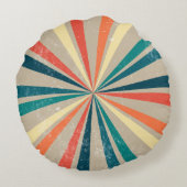 Kleurrijke Retro Rainbow Sunburst Rond Kussen (Achterkant)