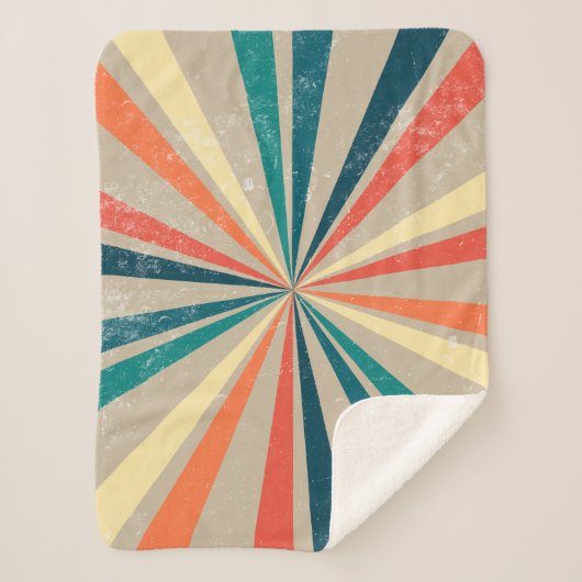 Kleurrijke Retro Rainbow Sunburst Sherpa Deken (Voorkant)