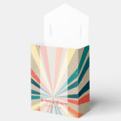 Kleurrijke Retro Rainbow Sunburst Weddenschap Bedankdoosjes (Geopend)