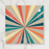Kleurrijke Retro Rainbow Sunburst Weddenschap Bedankjes Labels (Achterkant)