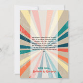 Kleurrijke Retro Rainbow Sunburst Weddenschap Bedankkaart (Achterkant)