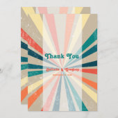 Kleurrijke Retro Rainbow Sunburst Weddenschap Bedankkaart (Voorkant / Achterkant)