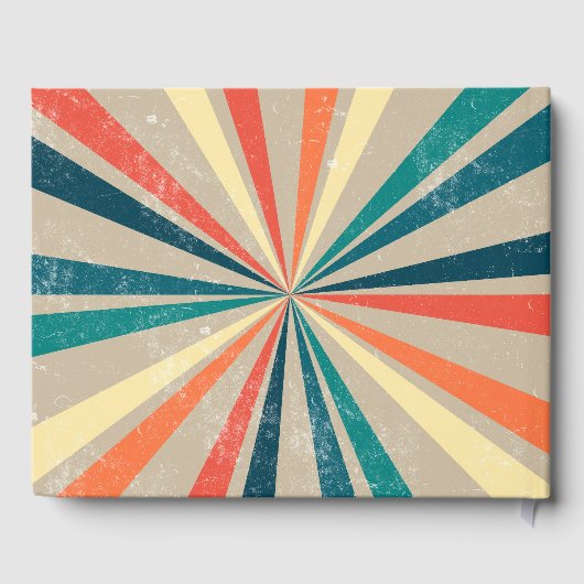 Kleurrijke Retro Rainbow Sunburst Weddenschap Gastenboek (Achterkant)