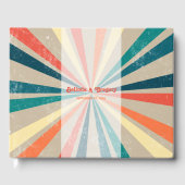 Kleurrijke Retro Rainbow Sunburst Weddenschap Gastenboek (Voorkant)
