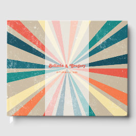 Kleurrijke Retro Rainbow Sunburst Weddenschap Gastenboek