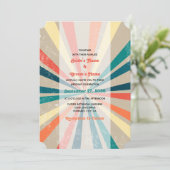 Kleurrijke Retro Rainbow Sunburst Weddenschap Kaart (Staand voorkant)