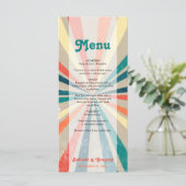 Kleurrijke Retro Rainbow Sunburst Weddenschap Menu (Staand voorkant)
