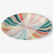 Kleurrijke Retro Rainbow Sunburst Weddenschap Papieren Bordje (Gekanteld)